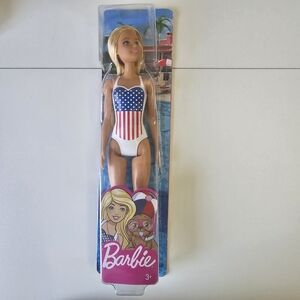 Beach Barbie Swimsuit forth of July America girls toy blonde new in box